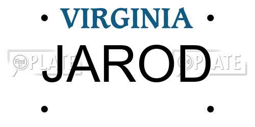 JAROD Virginia License Plate