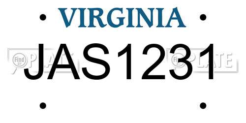 JAS1231 Virginia License Plate