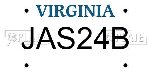 JAS24B Virginia License Plate