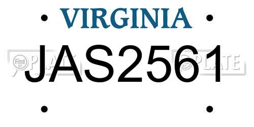 JAS2561 Virginia License Plate