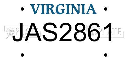 JAS2861 Virginia License Plate