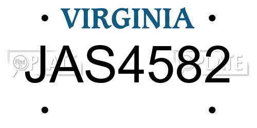 JAS4582 Virginia License Plate