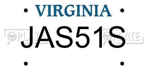 JAS51S Virginia License Plate