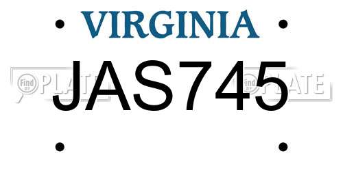 JAS745 Virginia License Plate