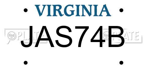 JAS74B Virginia License Plate