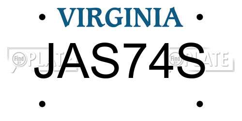 JAS74S Virginia License Plate