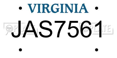JAS7561 Virginia License Plate