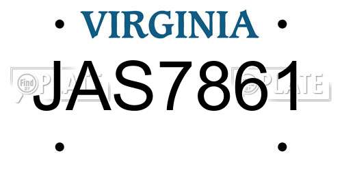 JAS7861 Virginia License Plate