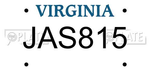 JAS815 Virginia License Plate