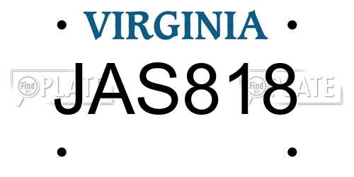 JAS818 Virginia License Plate