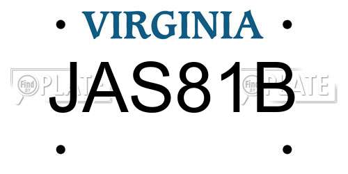 JAS81B Virginia License Plate