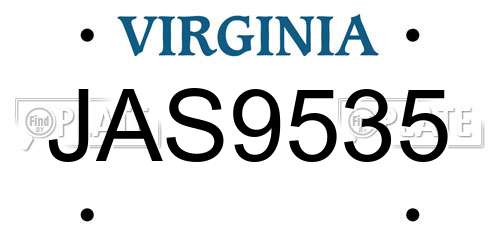 JAS9535 Virginia License Plate