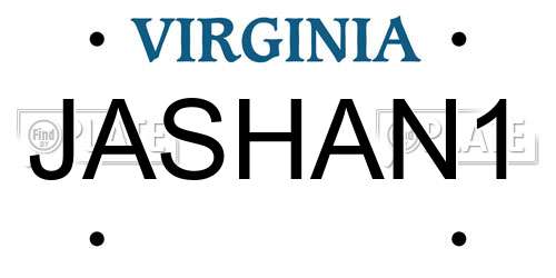 JASHAN1 Virginia License Plate