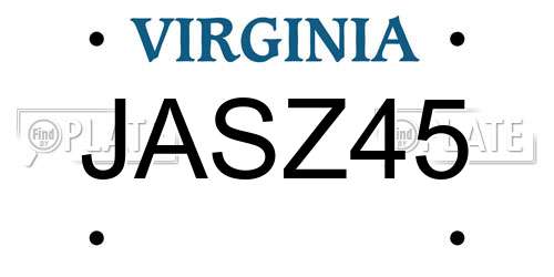 JASZ45 Virginia License Plate