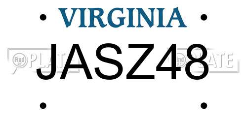 JASZ48 Virginia License Plate