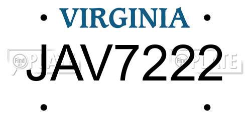JAV7222 Virginia License Plate