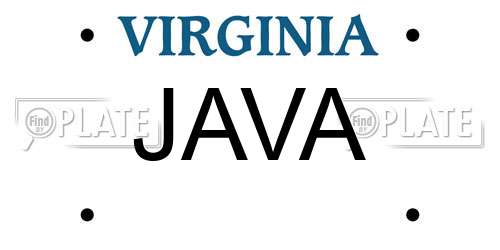JAVA Virginia License Plate