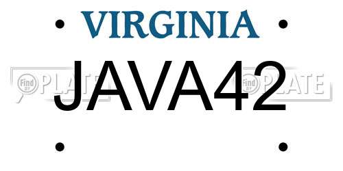 JAVA42 Virginia License Plate