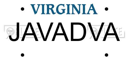 JAVADVA Virginia License Plate