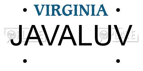 JAVALUV Virginia License Plate