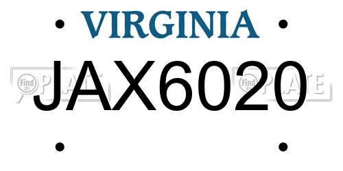 JAX6020 Virginia License Plate