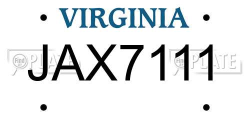 JAX7111 Virginia License Plate