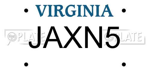 JAXN5 Virginia License Plate