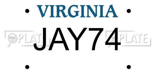 JAY74 Virginia License Plate