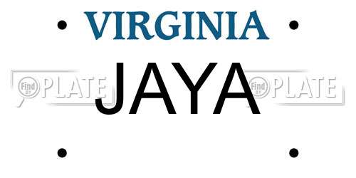 JAYA Virginia License Plate