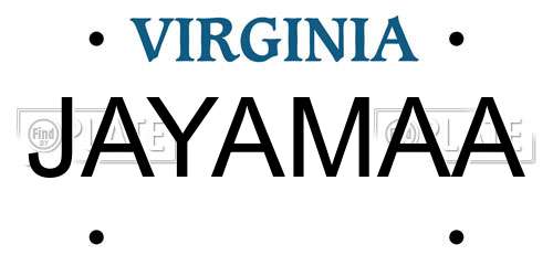 JAYAMAA Virginia License Plate