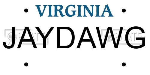 JAYDAWG Virginia License Plate