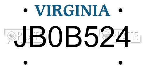 JB0B524 Virginia License Plate