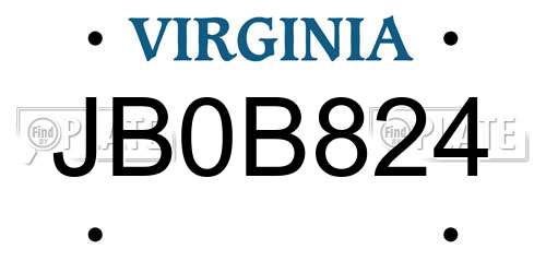 JB0B824 Virginia License Plate