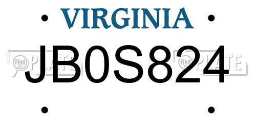 JB0S824 Virginia License Plate