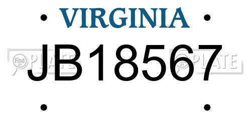 JB18567 Virginia License Plate