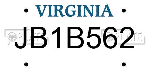 JB1B562 Virginia License Plate