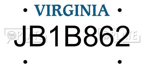 JB1B862 Virginia License Plate