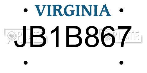 JB1B867 Virginia License Plate