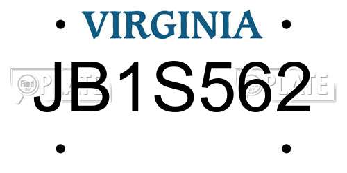 JB1S562 Virginia License Plate