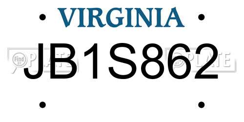 JB1S862 Virginia License Plate