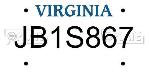 JB1S867 Virginia License Plate