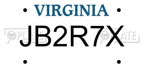 JB2R7X Virginia License Plate