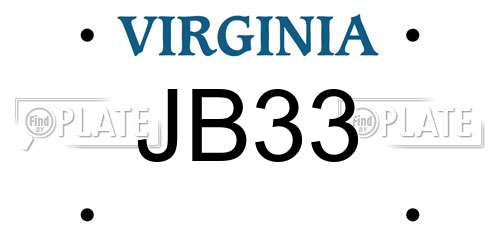 JB33 Virginia License Plate