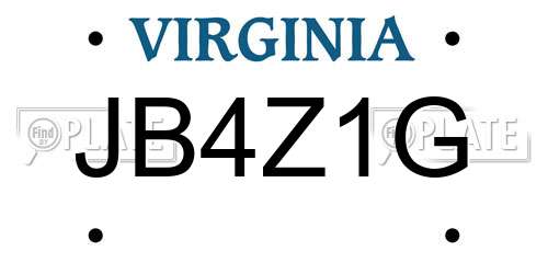 JB4Z1G Virginia License Plate