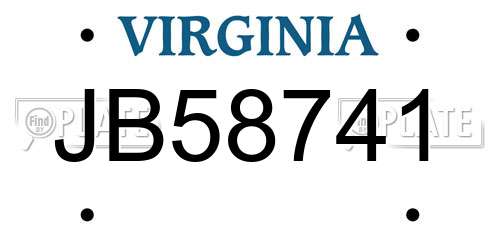 JB58741 Virginia License Plate