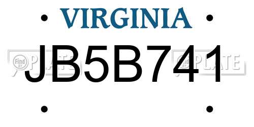 JB5B741 Virginia License Plate