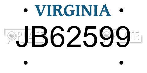 JB62599 Virginia License Plate