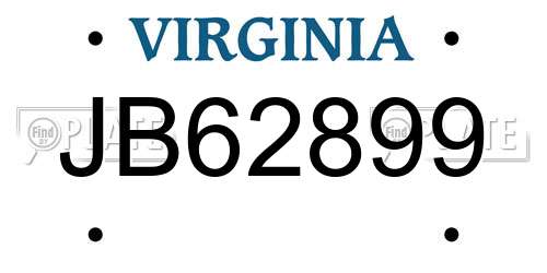 JB62899 Virginia License Plate