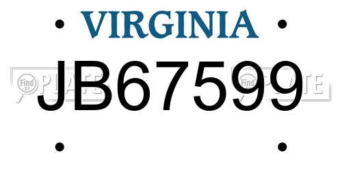 JB67599 Virginia License Plate