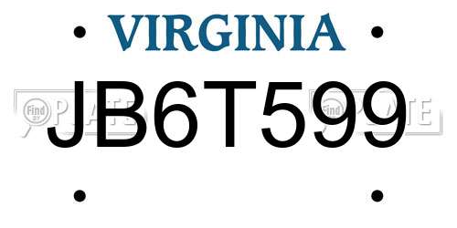 JB6T599 Virginia License Plate